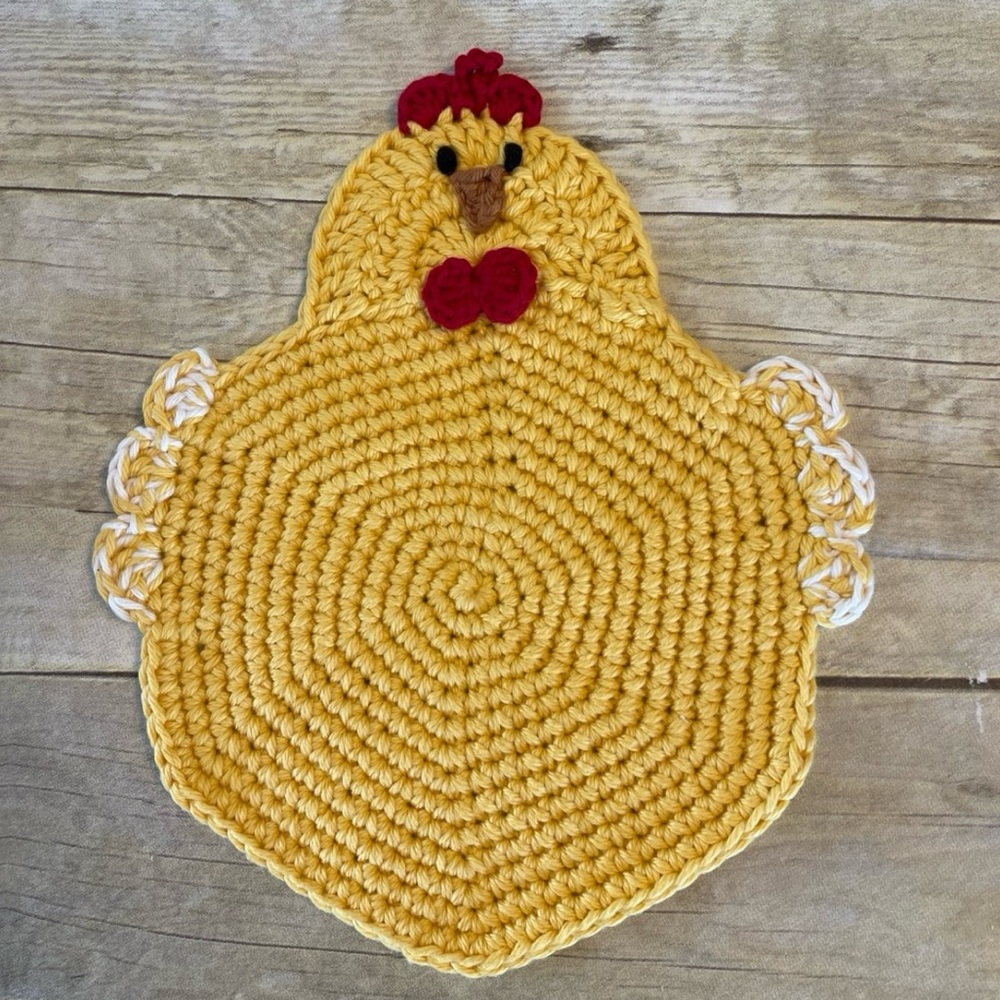 New Handmade Crochet Chicken Hot Pad/Trivet Yellow